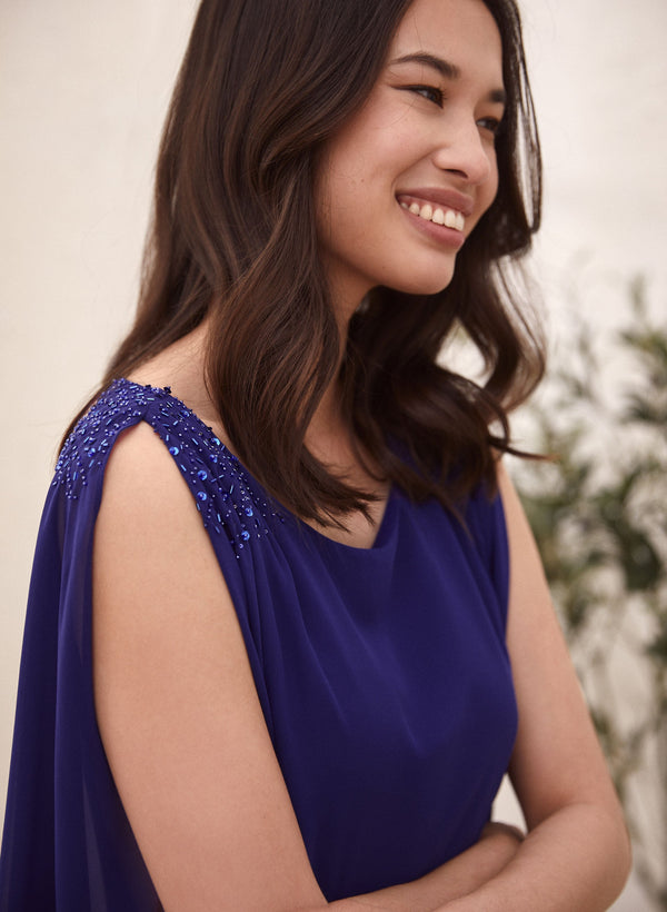 Laura Rhinestone Detail Poncho Dress