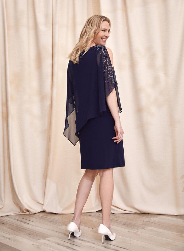 Laura Rhinestone Detail Poncho Dress