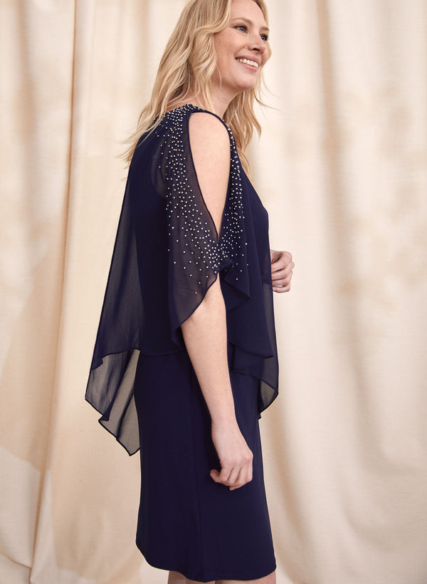 Laura Rhinestone Detail Poncho Dress