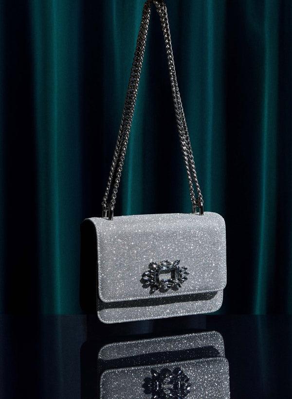 Laura Rhinestone Detail Shimmering Clutch