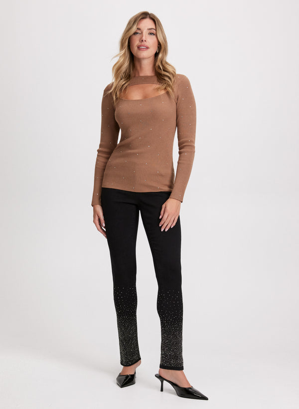 Laura Rhinestone Detail Slim Leg Jeans