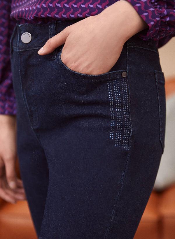 Laura Rhinestone Detail Straight Leg Jeans