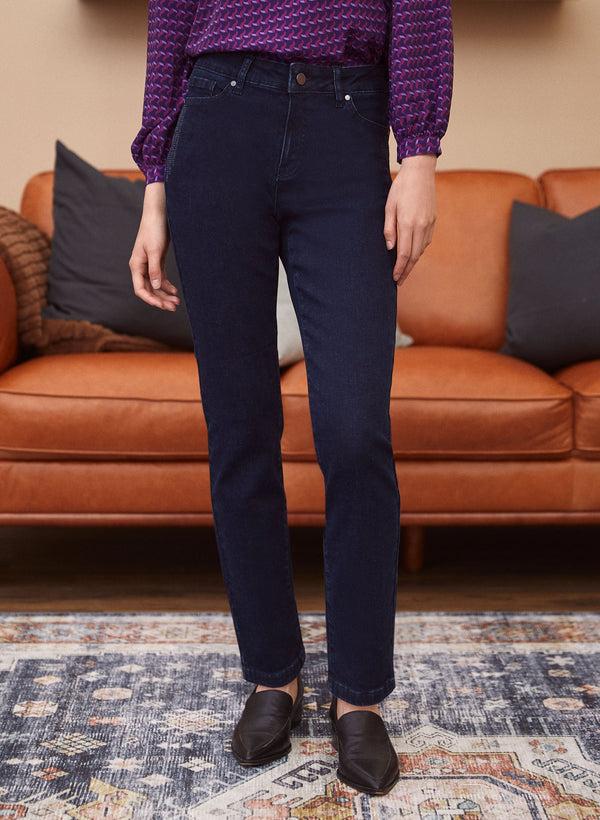 laura Rhinestone Detail Straight Leg Jeans