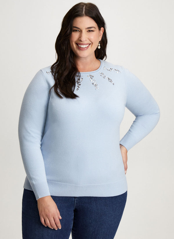 laura Rhinestone Detail Sweater