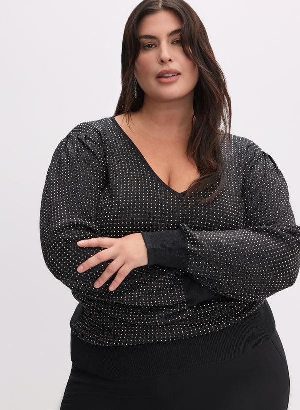 laura Rhinestone Detail Sweater