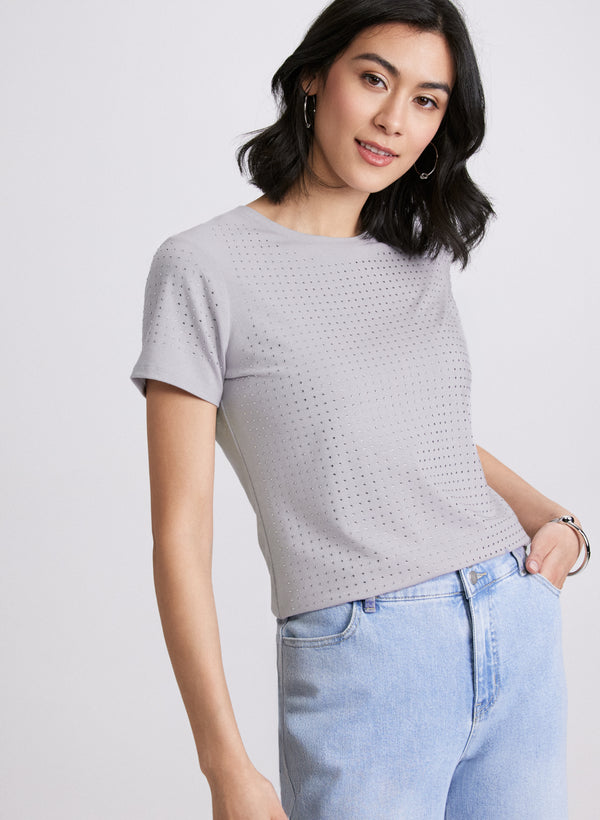 laura Rhinestone Detail T-Shirt