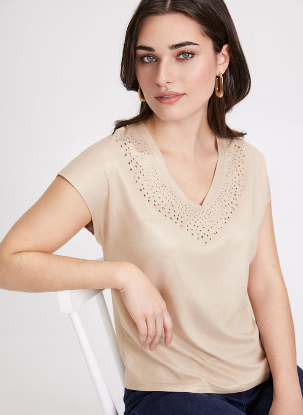 laura Rhinestone Detail T-Shirt