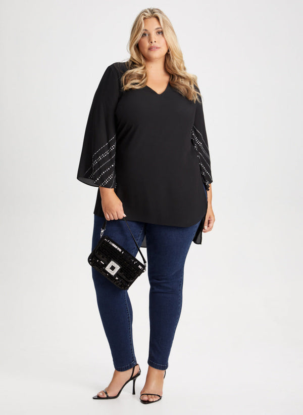 laura Rhinestone Detail Tunic & Slim Leg Jeans