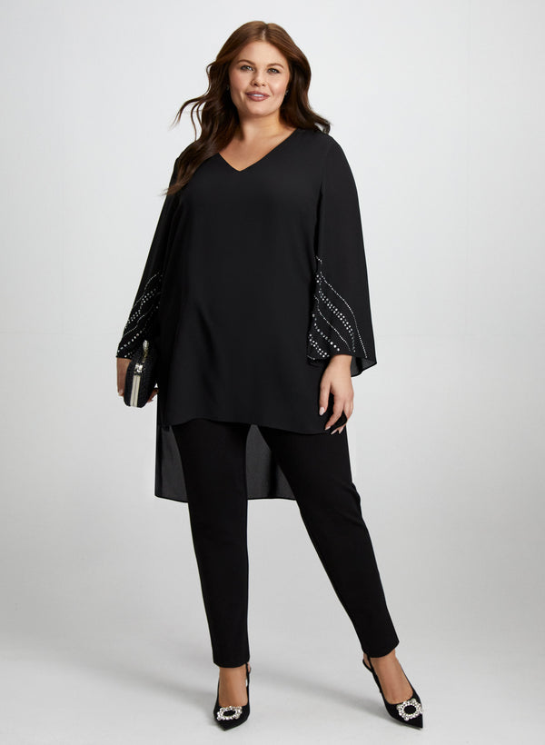 laura Rhinestone Detail Tunic & Slim Leg Pants