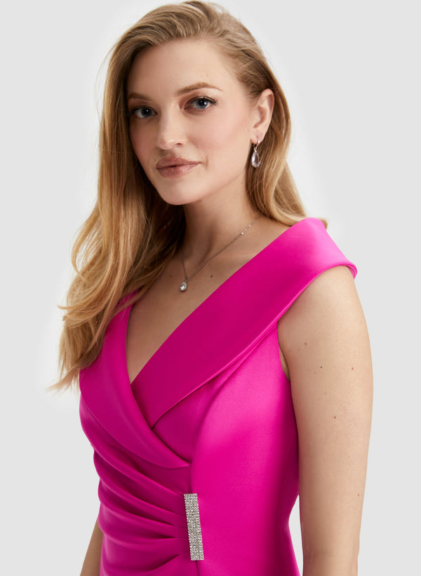 Laura Rhinestone Detail Wrap Dress