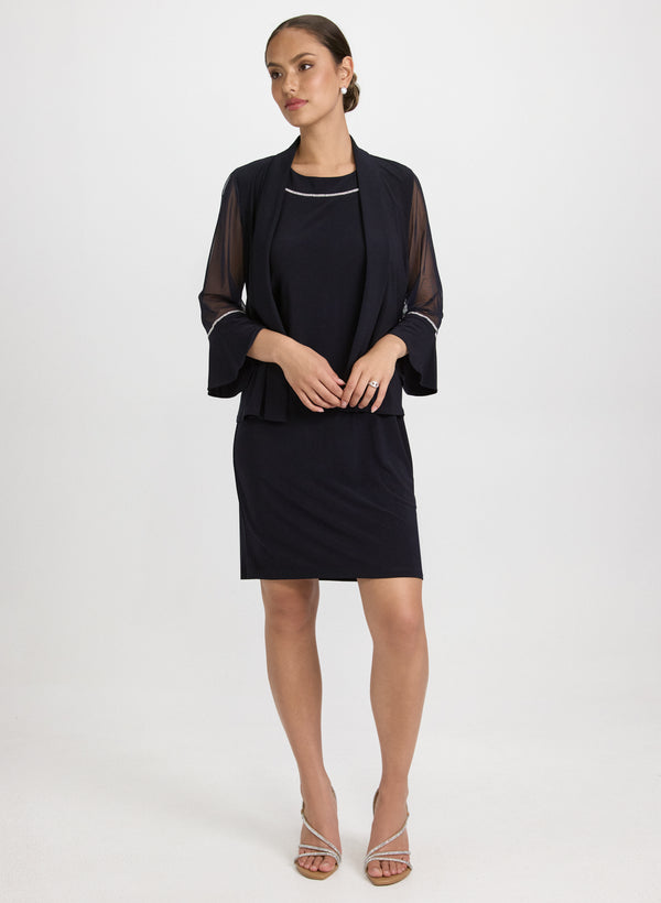 laura Rhinestone Embellished Jacket & Dress Set