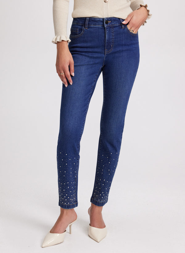 laura Rhinestone Embellished Slim Leg Jeans