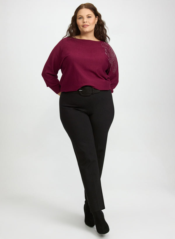 Laura Rhinestone Floral Pullover