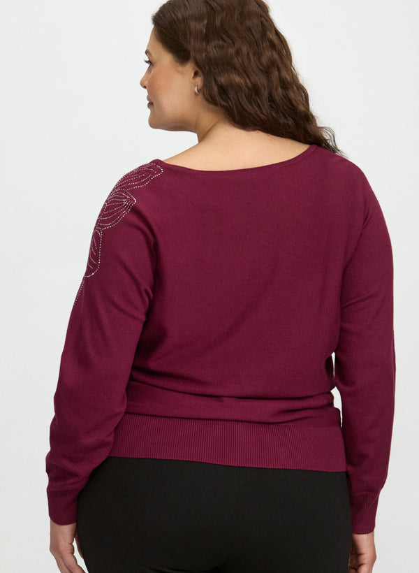 Laura Rhinestone Floral Pullover