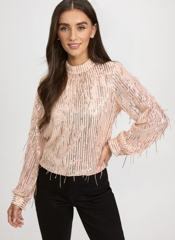 laura Rhinestone Fringe Top