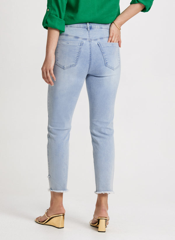 Laura Rhinestone Hem Slim Leg Jeans