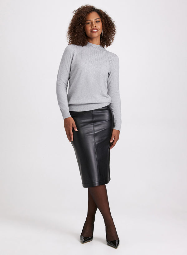 Laura Rhinestone Mock Neck Sweater