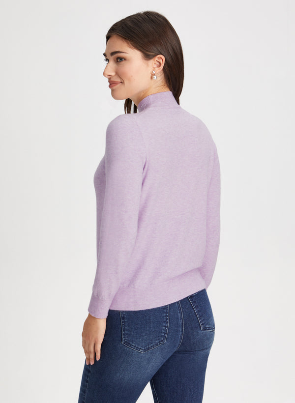 Laura Rhinestone Mock Neck Sweater