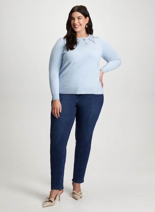 laura Rhinestone Motif Sweater & Jeans