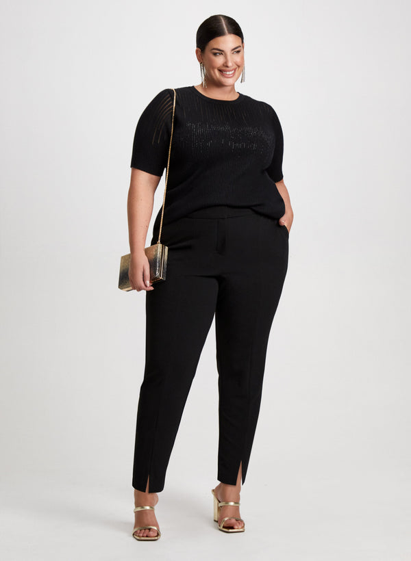 laura Rhinestone Motif Sweater & Sequin Clutch