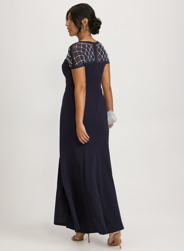 Laura Rhinestone & Pearl Detail Dress