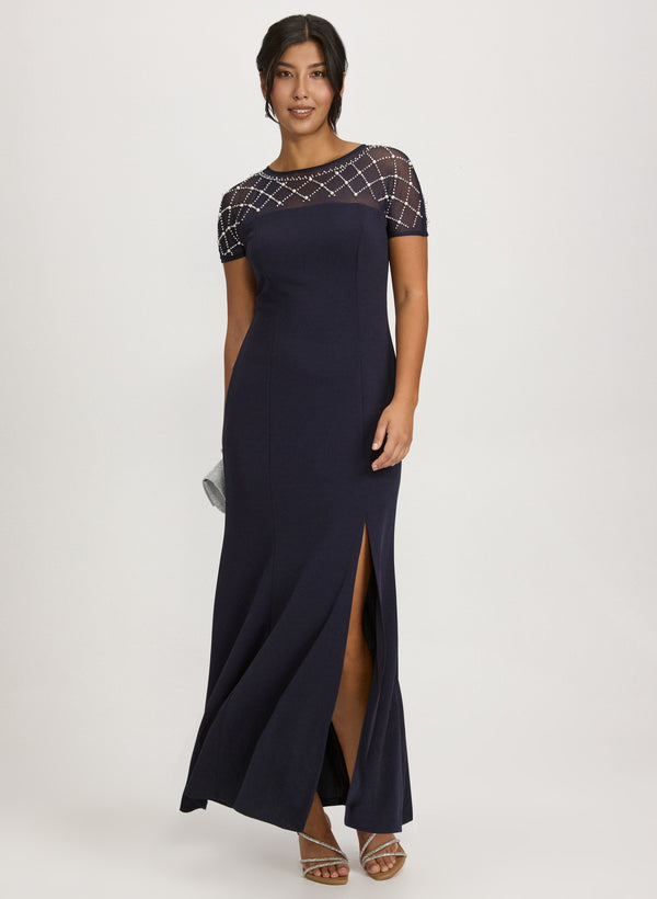 laura Rhinestone & Pearl Detail Dress