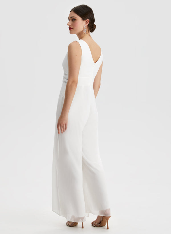 Laura Rhinestone Stripe Detail Jumpsuit