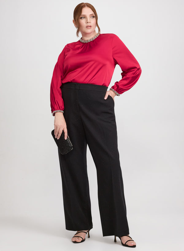 Laura Rhinestone Trim Blouse