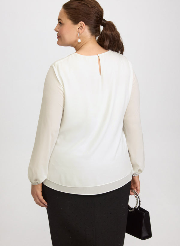 Laura Rhinestone Trim Blouse