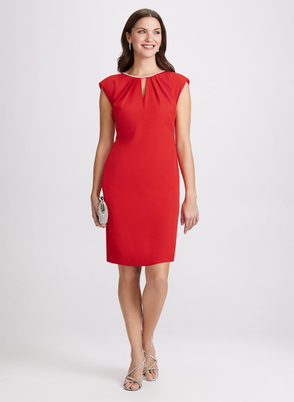 laura Rhinestone Trim Dress