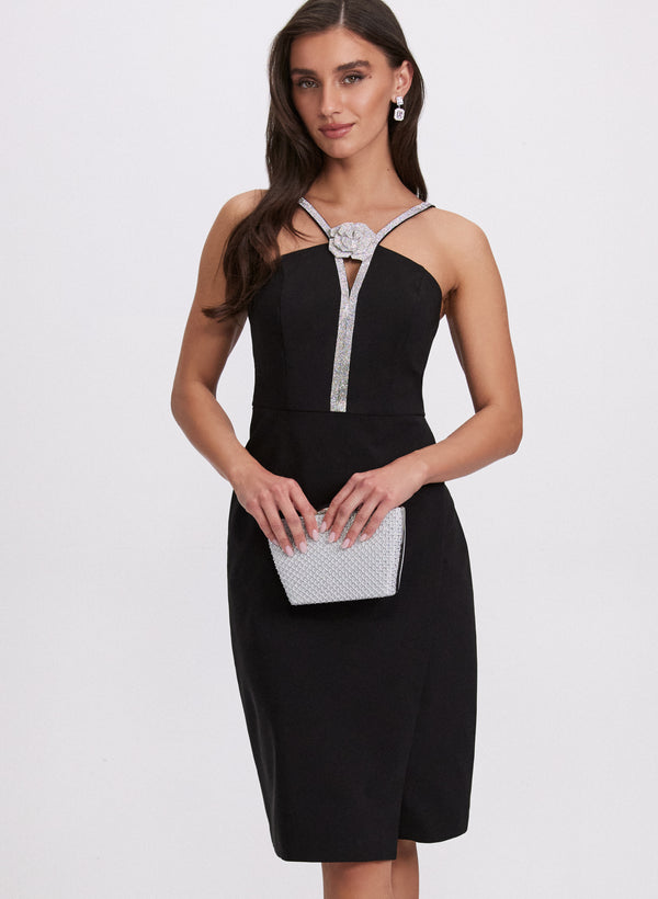 laura Rhinestone Trim Dress