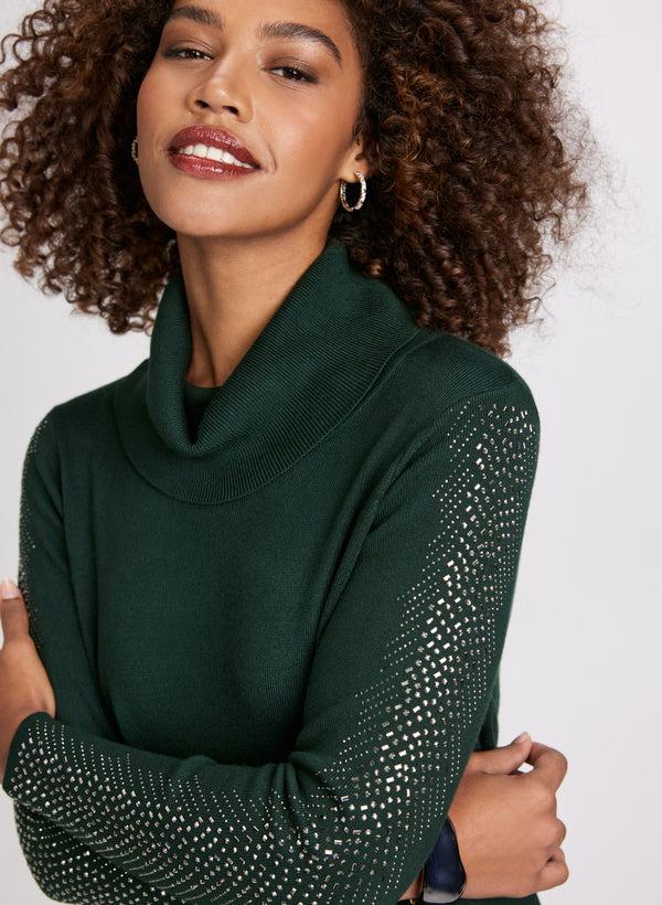 Laura Rhinestone Trim Knit Sweater