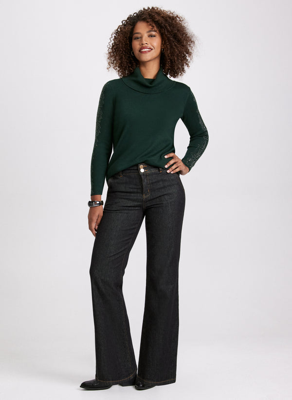 Laura Rhinestone Trim Knit Sweater