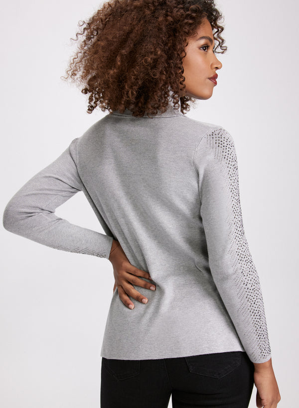 Laura Rhinestone Trim Knit Sweater