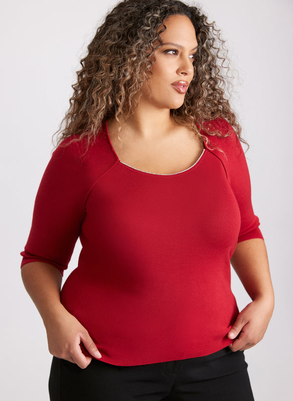 Laura Rhinestone Trim Sweater