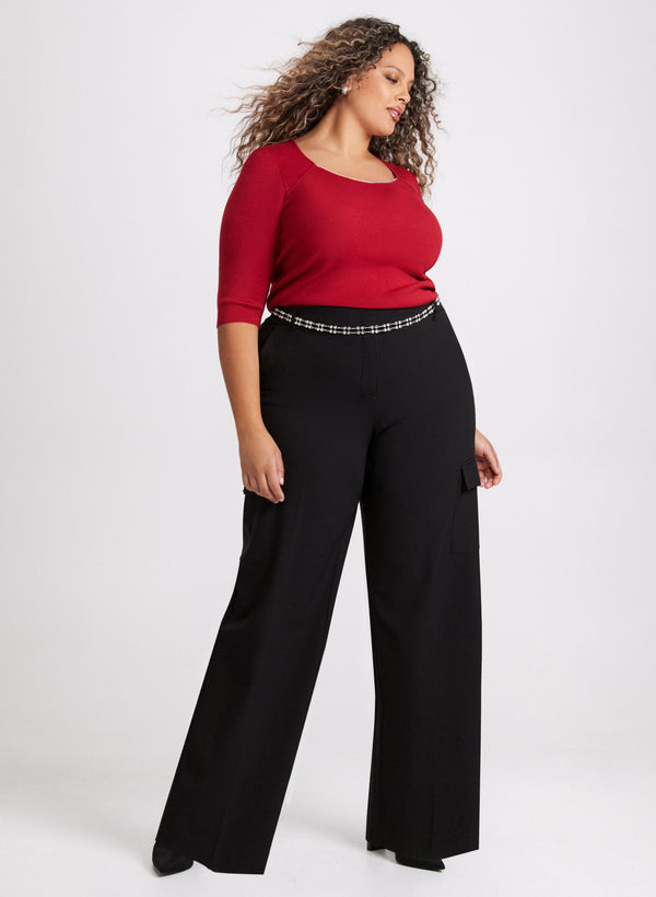 Laura Rhinestone Trim Sweater