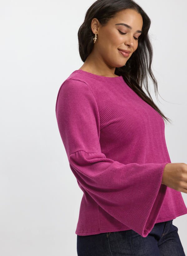 Laura Ribbed Bell Sleeve Sweater