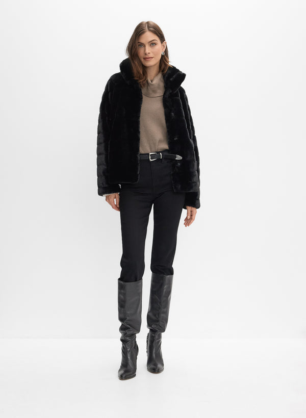 Laura Ribbed Faux Fur Coat