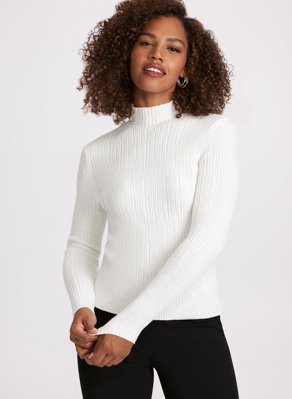 Laura Ribbed Knit Sequined Sweater