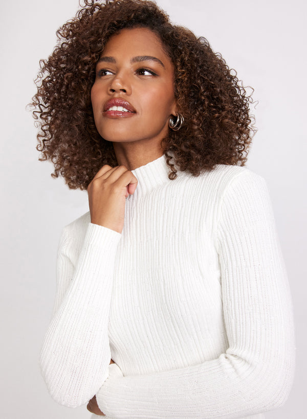 laura Ribbed Knit Sequined Sweater