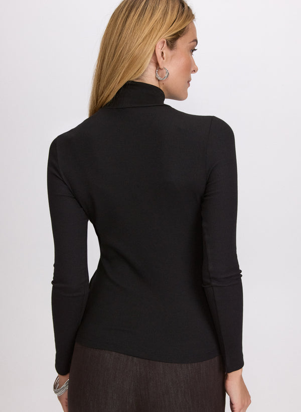 Laura Ribbed Mock-Neck Top