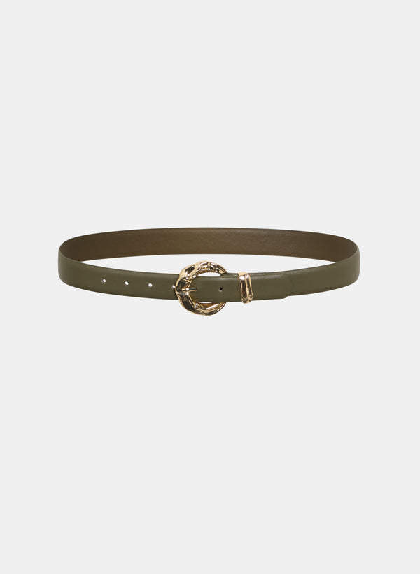 laura Rippled Buckle Vegan Leather Belt