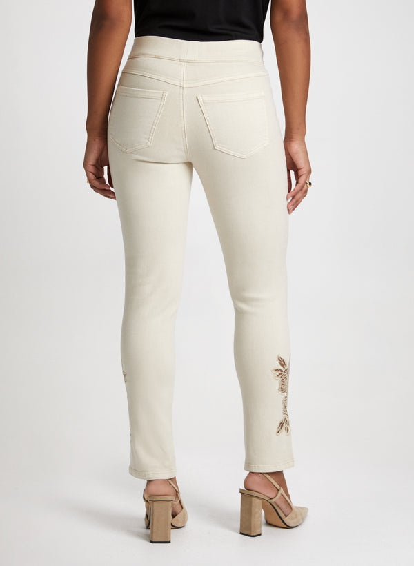 Laura Rose Applique Pull-On Jeans