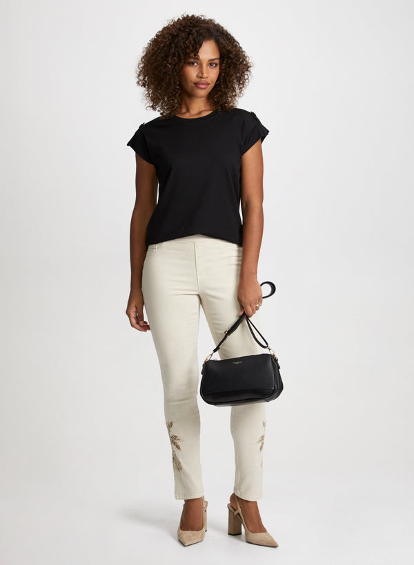 Laura Rose Applique Pull-On Jeans