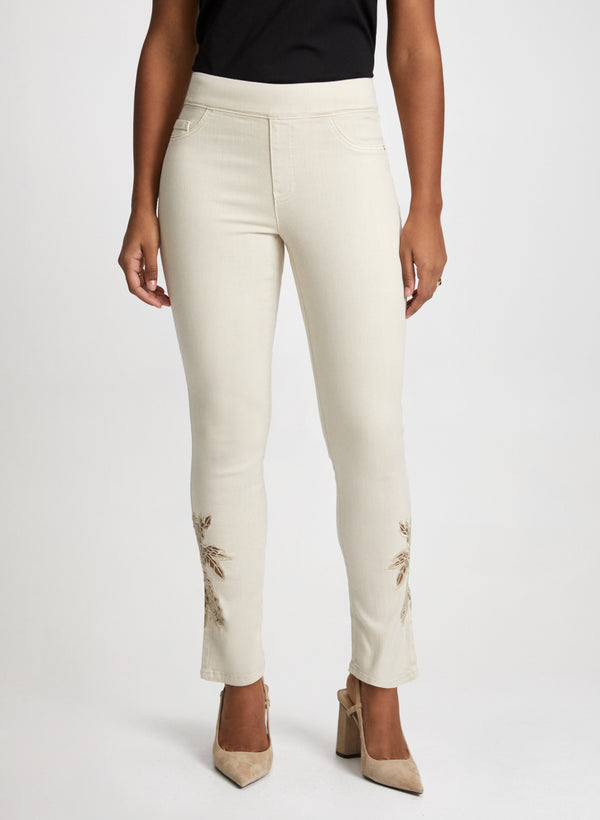 laura Rose Applique Pull-On Jeans