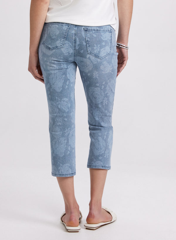 Laura Rose Print Denim Capris