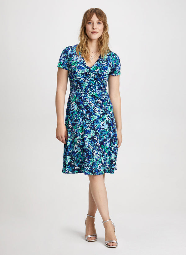 laura Ruched Details Floral Dress