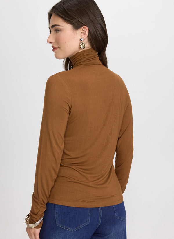 Laura Ruched Turtleneck Top