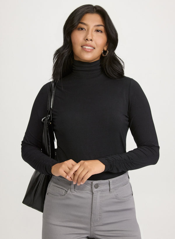 laura Ruched Turtleneck Top