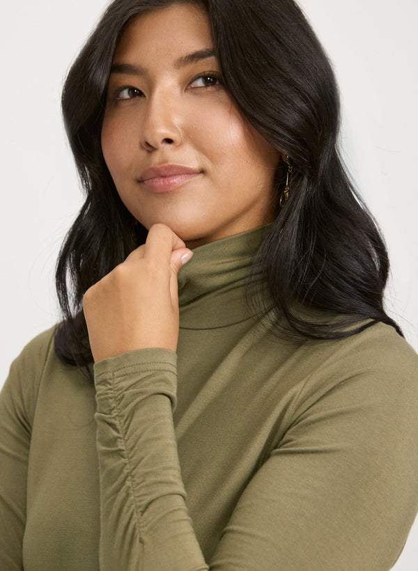 Laura Ruched Turtleneck Top